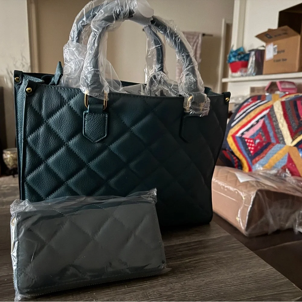 Joy Mangano Quilted Tote - Deep Teal - Picture 2 of 2